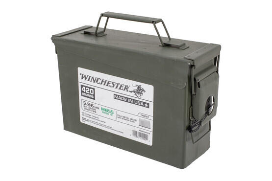 Winchester USA 5.56 NATO 62gr FMJ Green Tip on Stripper Clips - Ammo Can of 420